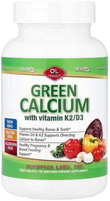 올림피안랩스 글루콘산칼슘 1000mg 비타민K2 D3 Green Calcium 100정, 1개, 1개 - 쿠팡