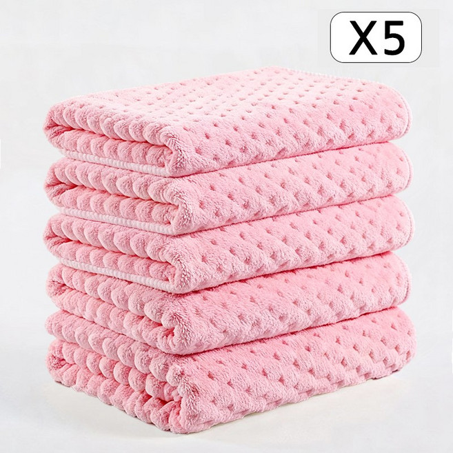 Veralool 극세사 호텔수건 세면 타올 부드러운 속건 타월, 핑크, 5개