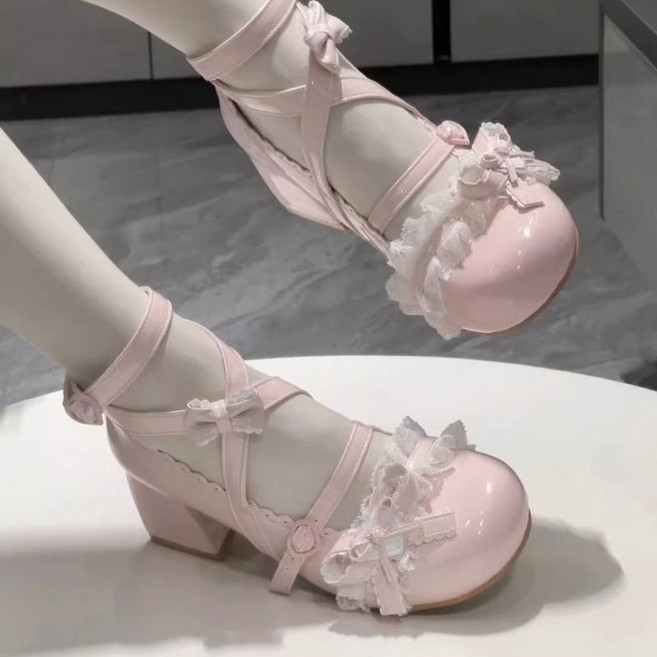 Lolita瑪麗珍小皮鞋 可愛doll感中跟蕾絲花邊