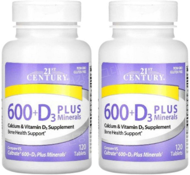 21st 센추리 칼슘 600 플러스 D 미네랄 120정 2팩 21st Century Calcium 600 Plus D Plus Minerals 120 Caplets 2 Pack, 2개