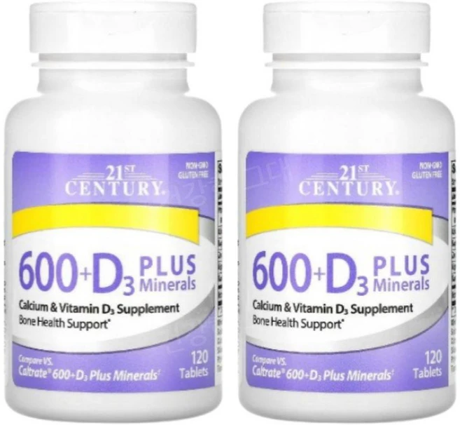 21st 센추리 칼슘 600 플러스 D 미네랄 120정 2팩 21st Century Calcium 600 Plus D Plus Minerals 120 Caplets 2 Pack, 2개 - 쿠팡