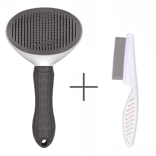 뽀미블리 강아지 원터치 털빗 눈꼽빗 세트 빠지는털 제거 애견브러쉬, 1개, 그레이