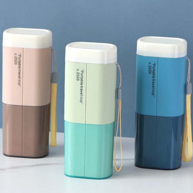 여행용 휴대용 양치컵일체형 치약칫솔 케이스, 블루, 1개