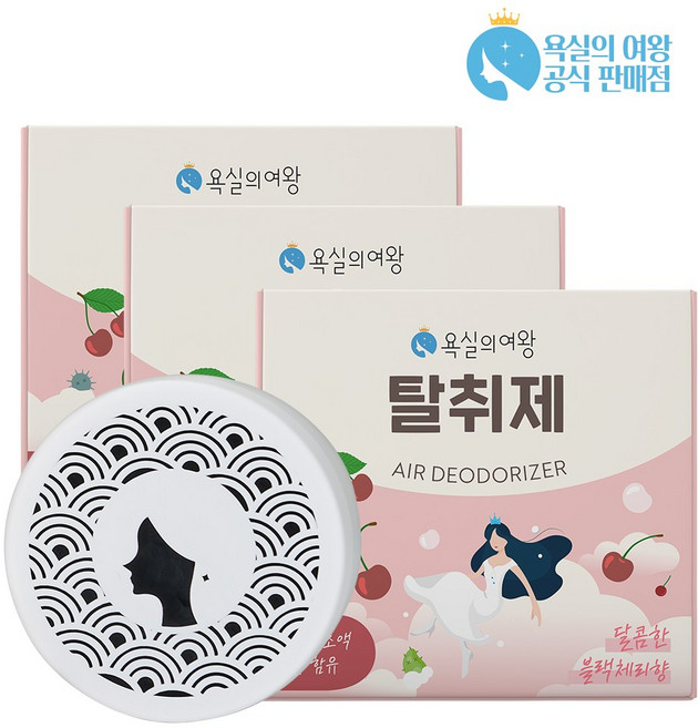 욕실의여왕 숯목초액함유 탈취제 블랙체리향 본품, 230g, 3개