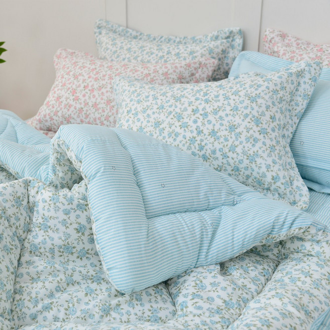 [알렌드리] 국산 꽃무늬 항균 옥수수솜 차렵이불