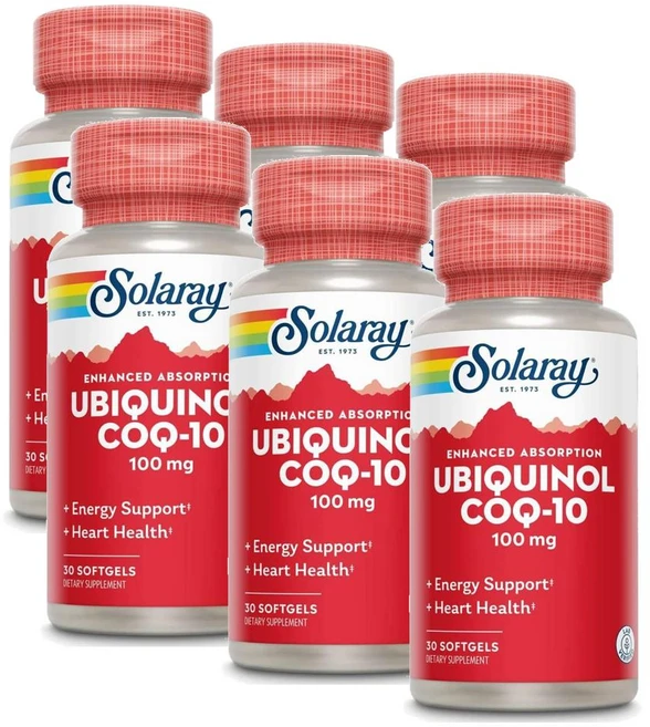 솔라레이 유비퀴놀 코큐텐 100mg 소프트젤 SOLARAY Ubiquinol CoQ10, 30정, 6개 - 쿠팡