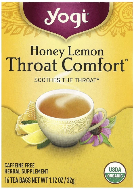 Yogi Tea Throat Comfort 허니 레몬 카페인 무함유 티백 16개 32g(1.12oz), YogiTeaThroatComfort허니레몬카페인무함유, 1개, 16개입, 32g - 쿠팡