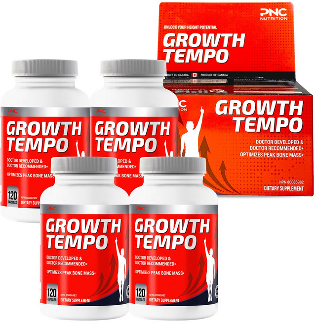 PNC 성장기 그로스 템포 4병 키즈 청소년 어린이 성장 영양 영양제 4개월분 [원산지:캐나다], 4개, 120정