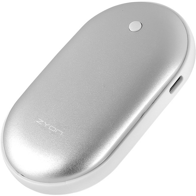 자이온 충전식 양면발열 손난로 보조배터리 3단계 온도조절 USB 전기 핫팩 전용 파우치 증정, 실버, ZY-HW150