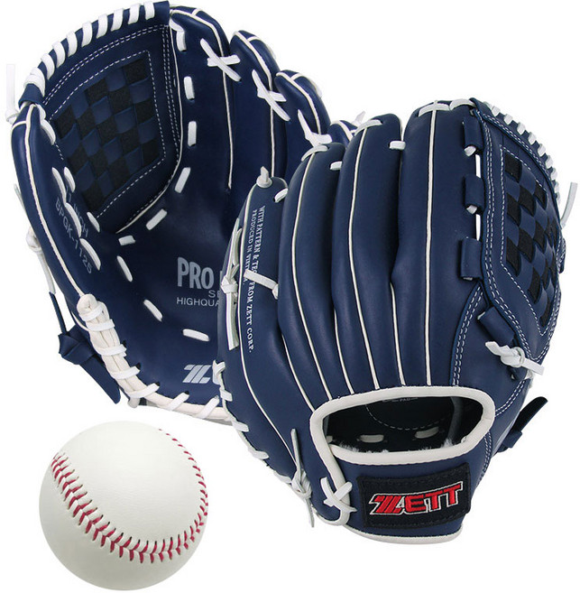 제트 BPGK-1125 11인치 합피 야구글러브 사은품 야구공, 네이비, 1개
