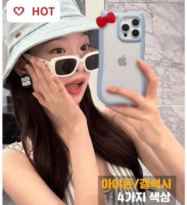 나인틴프라이데이 귀여운 동물 고양이귀케이스 실리콘 캣 반투명 리본 지비츠 아이폰 갤럭시 케이스