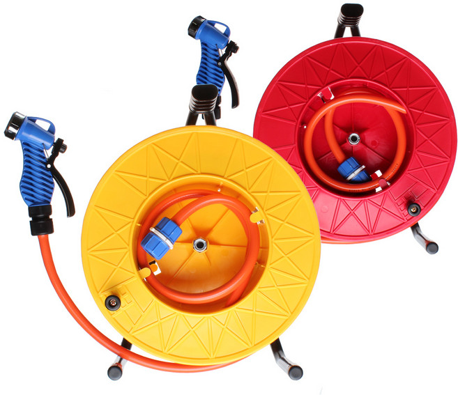 키모스 물호스세트 세차 원예 릴호스, 주황, 30m