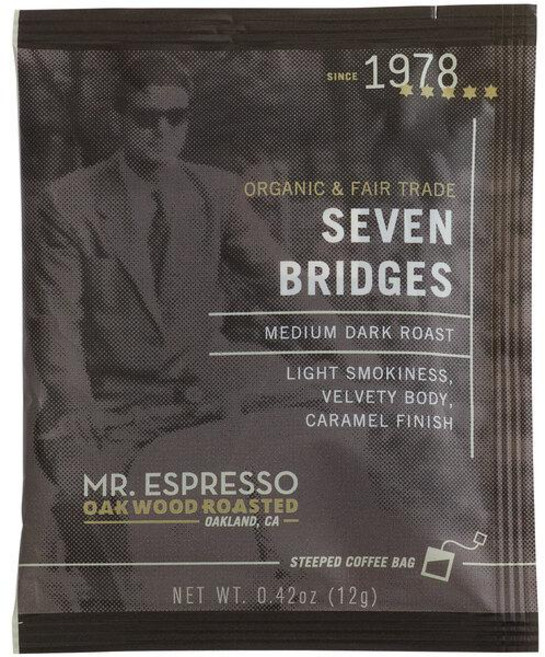 Mr. Espresso 유기농 세븐 브릿지 블렌드 커피 1인분용 티백 100개입, 1개, 1.2kg