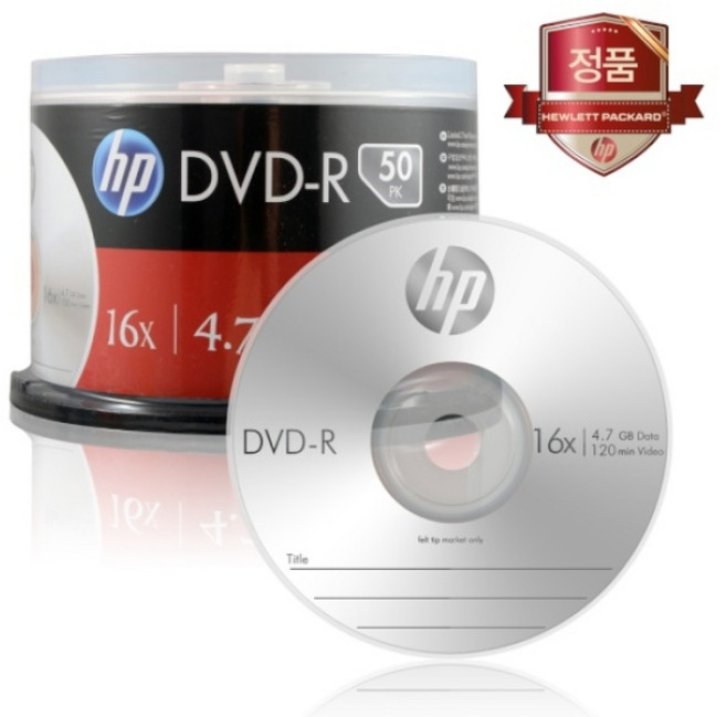 [HP] DVD-R 16배속 4.7GB [케익/50매], 단일 모델명/품번, 1개