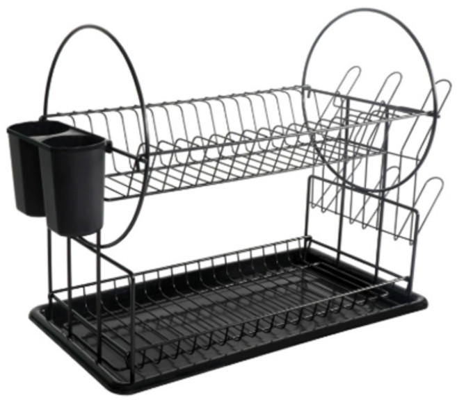 모아룸 키친 스테인레스 식기건조대 2단, 1개, 블랙