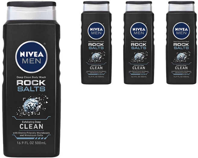 니베아 남성용 딥 클린 바디 워시 록 솔트, 4개, 500ml - 쿠팡