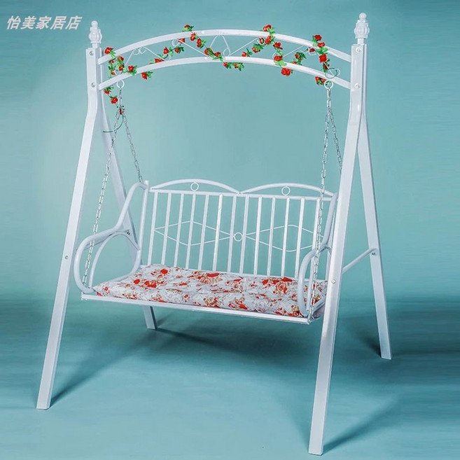 마당 야외 카페 흔들 정원 전원주택 의자 그네 철제, 4. 신형 화이트2세대+무방석