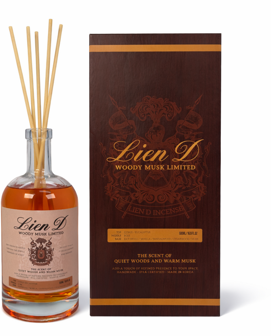 리앙디 고급 오브제 대용량 위스키 우디머스크 디퓨저 실내 방향제 집들이 카페 선물 세트 500ml, 1개