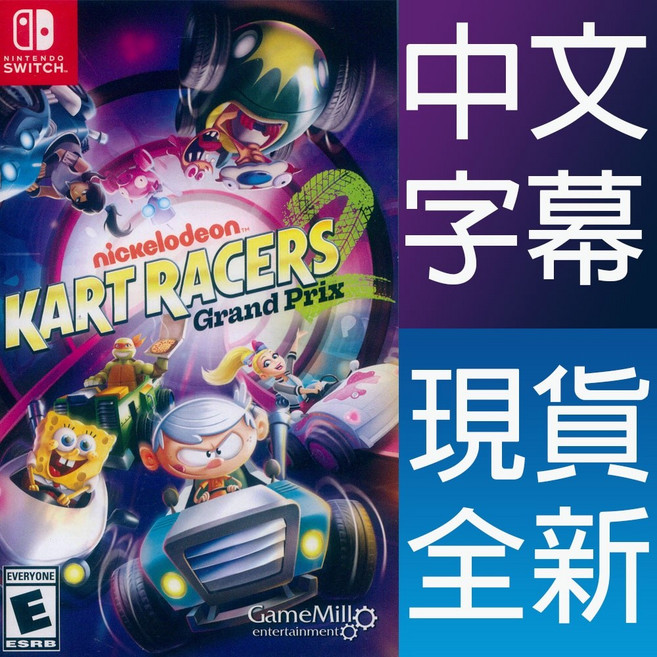 Nintendo Switch 尼克卡通賽車手 2 大獎賽 中英文版 競速遊戲, 1個, 現貨全新, Multi-color