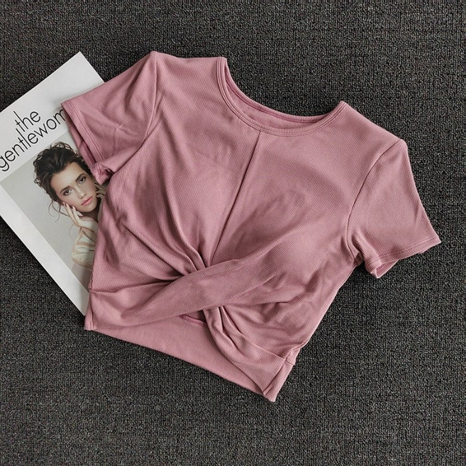 러브베리 스타일리쉬 스포츠 피트니스 요가복 숏 반팔티셔츠 JL0093A