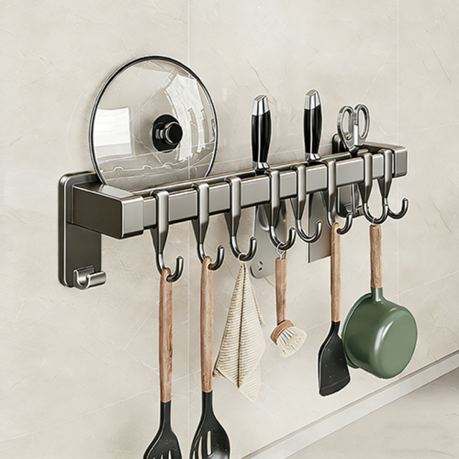 디에스가추몰 조리도구 후크형 걸이 주방 현관 욕실 문뒤 다용도 흡착형 걸이, 1개, 그레이