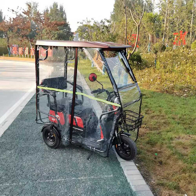 전동차 바람막이 캐노피 프레임 가림막 방수 커튼 세발 자, 1개, 70x130 브라운 + 레인커튼