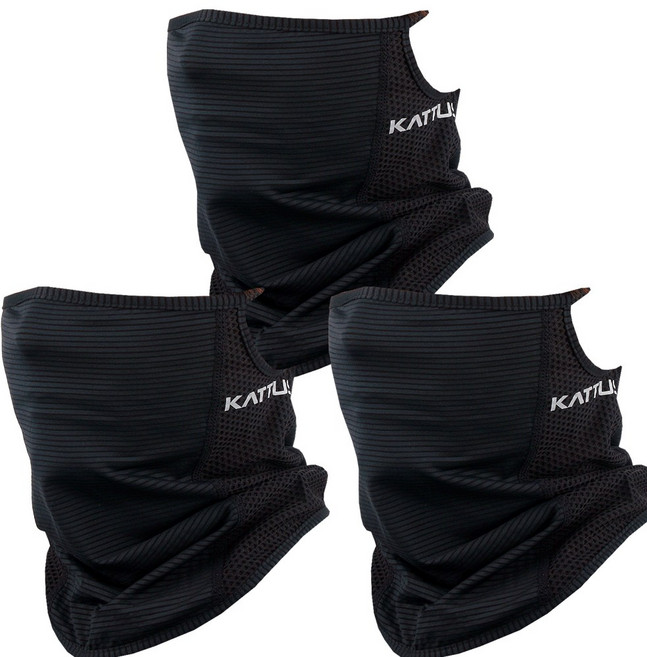 KATTUS 쿨넥워머 3pcs 사계절 귀걸이타입 냉감 스포츠 멀티스카프, 블랙 3pcs, 1개