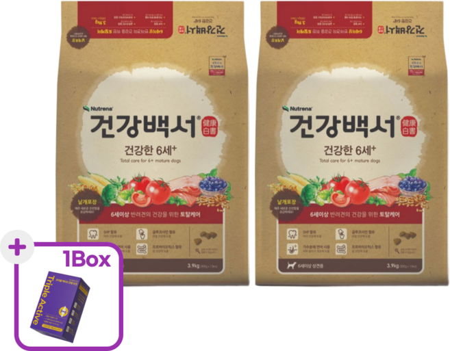 건강백서 건강한 6세 플러스 3.9kg + 닥터얼라이브 트리플액티브 1box, 2개, 가수분해연어