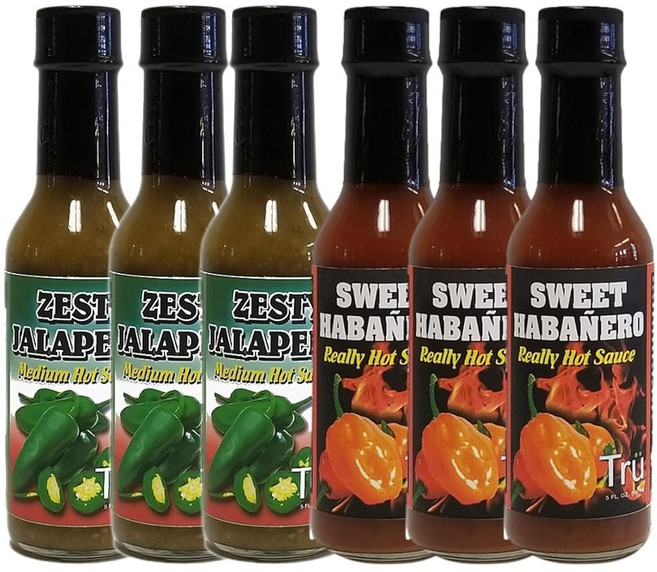Tru 핫 소스 콤보 제스티 할라피뇨 & 스위트 하바네로 - 천연 성분 대담함 스파이시 요리 및 그릴링에 완벽한 스모키, Hot Sauce Pack, Hot Sauce Pack