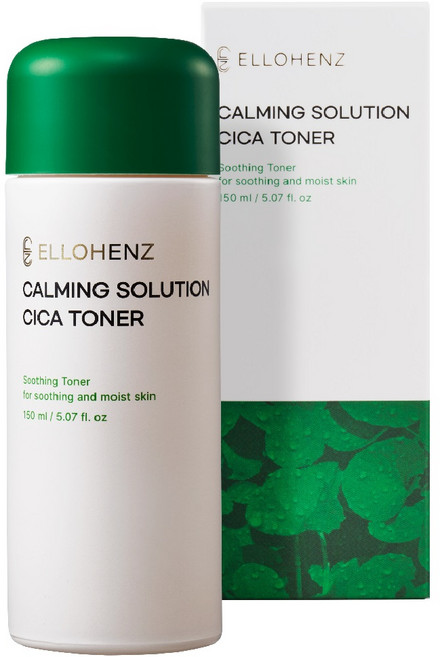 ELLOHENZ CALMING SOLUTION CICA TONER 엘로헨즈 진정 보습 수분 약산성 저자극 브이라벨 비건 시카토너 2개, 150ml