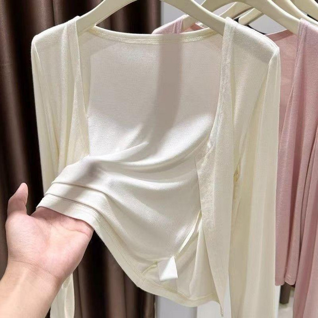 短版冰絲防曬外套 女生夏季薄款 外搭小披肩 顯瘦百搭