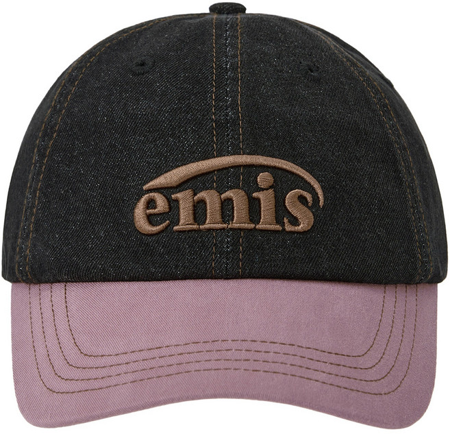 Emis 中性款水洗牛仔刺繡Logo棒球帽