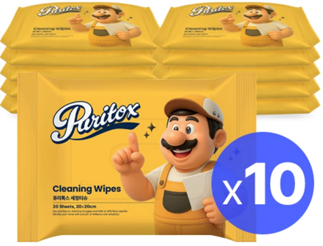 퓨리톡스 멀티유즈 다목적 세정티슈 휴대용 20매 *10개입, 10개 - 쿠팡
