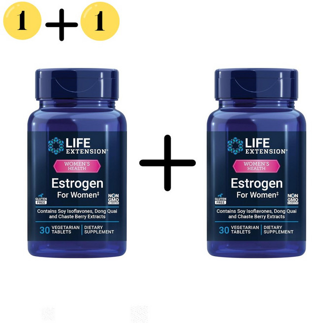 1+1 라이프 익스텐션 대두 이소플라본 에스트로겐 영양 135mg 30정, 2개