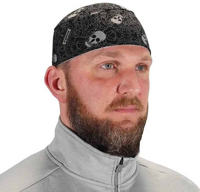 Ergodyne Chill Its 스컬 캡 테리 소재 스웨트밴드 땀 흡수 플레임(6630)_152799, One Size, 해골