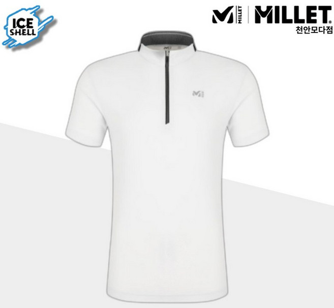 밀레 밀레 MILLET 냉감 기능성 남성 루르드 반팔 집업 티셔츠 라이트그레이_CA