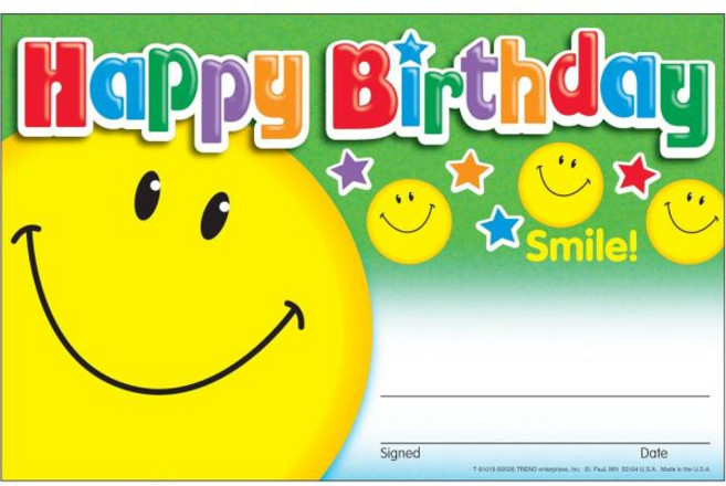 트렌드 엔터프라이즈 Inc. 생일 축하 미소 인정상 30 ct, 트렌드 엔터프라이즈 Inc. 생일 축하 미소 인정상 3