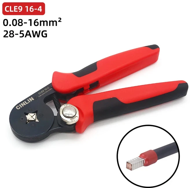 VE 및 터미널 압착 플라이어 조정 가능한 수공구 전기 기술자 크림퍼 0.08-16mm 25-5AWG 16-4 튜브 페룰, 03 CLE9-16-4, 01 빠른