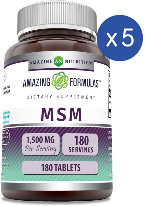 어메이징 뉴트리션 엠에스엠 식이유황 1500mg Amazing Nutrition MSM, 5개, 180정