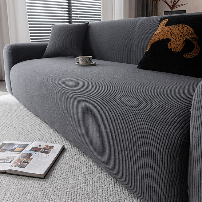 엔조이텍스타일즈 먼지없는 고탄력 스트라이프 소파 커버, 1개, 진그레이