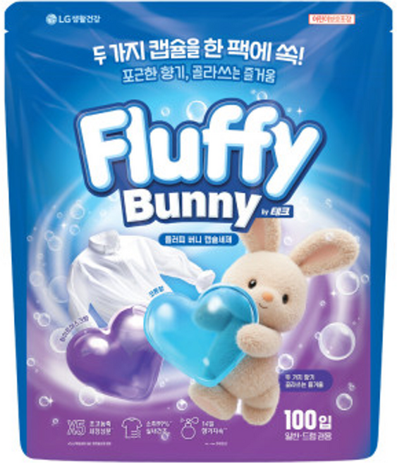 테크플러피버니 초고농축 캡슐세제(코튼향 50+화이트머스크향 50), 100개입, 1개