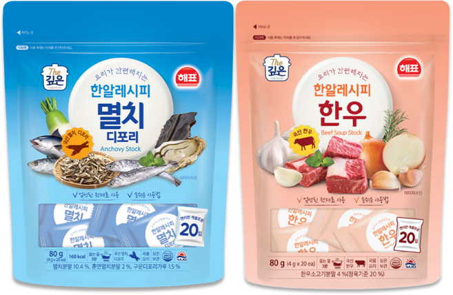 해표 한알 레시피 멸치+한우, 1세트, 80g