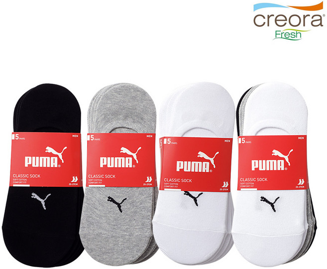 PUMA 남성 여성 스포츠 크레오라 덧신 페이크삭스 5켤레