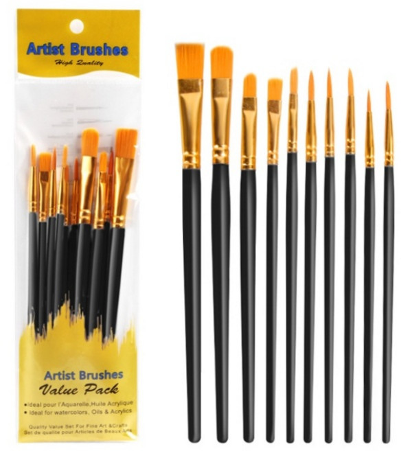 문피아 수채화 붓 10종세트, 잭슨블랙, 1개