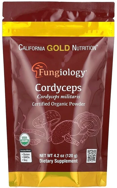 California Gold Nutrition Fungiology® 유기농 인증 번데기 동충하초 분말 120g(4.2oz) CGN-02389, 120g, 1 - 쿠팡