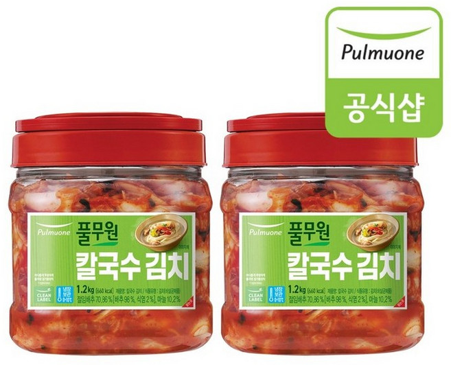 풀무원 칼국수 김치 PET (1.2kg) x 2개