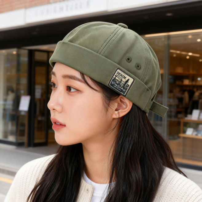 남여공용 캐주얼 데님태그 와치캡 챙없는 골무모자 레옹모자 커플모자 빅사이즈 와치캡