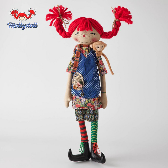 Mollydoll 레트로 말괄량이 삐삐 인형 인테리어 장식, 삐삐 [선물세트]