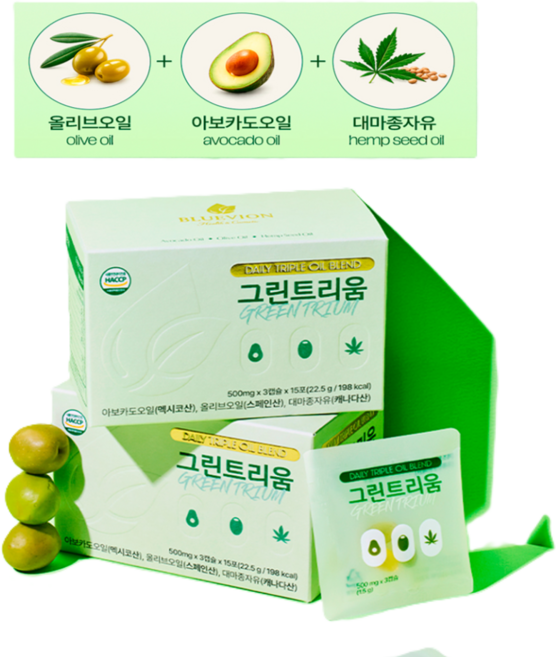 8위 - 블루비온 올리브3 3세대 올리브오일 캡슐 항산화 영양제 그린트리움, 6박스, 45정