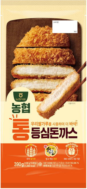 농협 통등심돈까스 390g (130gx3장) 국산 쌀가루함유 한돈, 1개